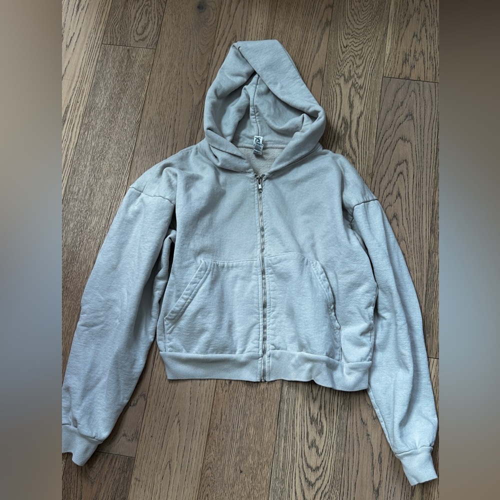 Beige vintage zip up hoodie S